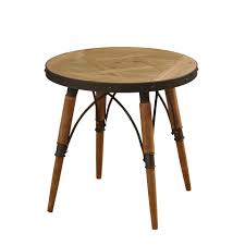 Stylecraft Mossy Oak Brand Natural Rustic Wood And Metal Round End Table Mof24458 Mossyoak Rustic End Tables End Tables Table