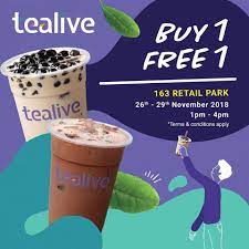 Under trending now, look for the tealive buy 1 free 1 offer. Tealive Buy 1 Free 1 From 26th To 29th Nov At 163 Retail Park Foodie