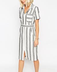 что не горит в огне и не тонет в воде Image 3 Of Asos Shirt Dress In Natural Fibre Stripe Moda Vestidos Roupas Vestidos