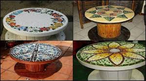 Designed for both indoor and outdoor use, a mosaic table is more than just a beautiful piece of furniture, it's a diy project that you can take pride in and it will give you something to talk about the next time you have your friends over for coffee. Diy Repurposed Reel Mosaic Table The Owner Builder Network