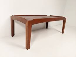 Danish modern teak coffee table with wishbone & brass fit leg detail. Danish Modern Teak Coffee Table Trioh Mobler Epoch