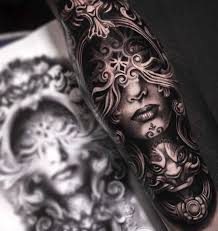 Black And White Realism Tattoo Sleeve Scandinavian Images In Mumia S Tattoos Realistic Tattoo Sleeve Tattoo Artists Black And Grey Tattoos Sleeve