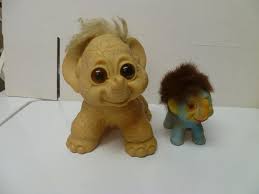 THOMAS DAM ELEPHANT TROLL VINTAGE AND SMALLER BLUE ELEPHANT SET ***RARE*** 