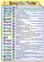 irregular verbs esl printable worksheets and exercises