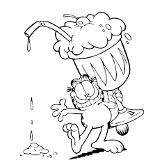The chubby fat kitty always wants to win everything for himself. Garfield With Giant Ice Cream Cup Coloring Page Netart Coloring Pages Vintage Coloring Books Disney Coloring Pages