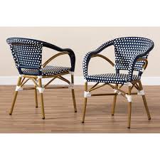 Outdoor bistro chairs arrangements that generally seat only two people. Set Of 2 Baxton Studio Eliane Classic French Indoor And Outdoor Navy And White Bamboo Style Stackable Bistro Dining Chair Set Walmart Com In 2021 White Dining Chairs Patio Dining Chairs Dining Chairs