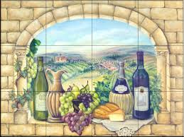 tuscan wine tile mural