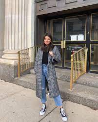 Jacket White Jacket Classy Dress Wrap Dress Purple Dress Bag Shoes Wheretoget Outfits With Converse Winter Fashion Outfits Casual Chic Outfit