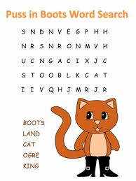 Dltk's crafts for kids printable word search puzzles. Puss In Boots Word Search Puzzles