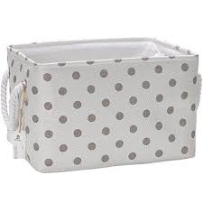 Black And White Polka Dot Storage Bins Sea Team Collapsible Rectangular Fabric Storage Bin Decorative Wardrobe Shelf Basket Organizer With Rope Hand Fabric Storage Bins Basket Shelves Fabric Storage