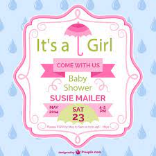 Create a beautiful free printable baby shower invitations without going out of your budget. Free Vector Baby Shower Girl Card Template Design