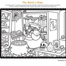 Hidden Picture Coloring Page Witch S Brew Bruxo Monstro
