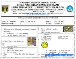 Latihan soal pas/uas bahasa inggris smp/mts kelas 8 kurikulum 2013 yang dapat bapak dan ibu guru unduh gratis di bawah sudah dilengkapi dengan kunci jawaban sehingga tinggal sobat guru kembangkan dan sesuaikan dengan pembelajaran di tempat tugas sobat guru sekalian. Soal Pas Uas Bahasa Inggris Kelas 7 K13 Tahun 2018 2019 Soal Terbaru