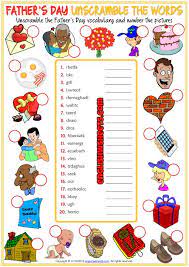 father s day esl unscramble the words worksheet vocabulary games for kids kids worksheets printables learning english for kids