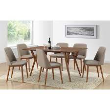 Las Vegas Mid Century Light Brown 7pc Dining Set Kursi Makan Mebel Meja Makan
