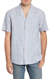 Cabana Stripe Short Sleeve Button Up Camp Shirt In Linen Stripe