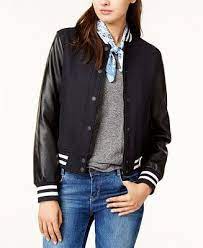 Levi S Mixed Media Bomber Jacket Jackets Women Macy S Faux Leather Bomber Jacket Blazer Jackets For Women Bomber Jacket