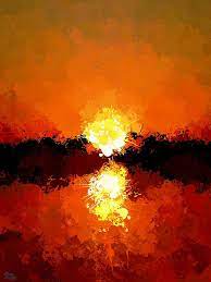 Minimalist blue beach canvas wall art. Abstract Sunset On The Sea Painting By Bruce Nutting