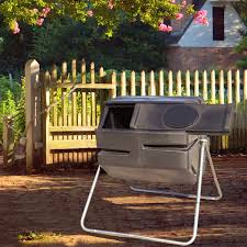 Clever design knits into lawn. 170 L Tumbling Composter Costco
