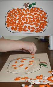 Pumpkin Seed Art Craft Fiesta Seed Crafts For Kids Kindergarten Crafts Pumpkin Seed Crafts