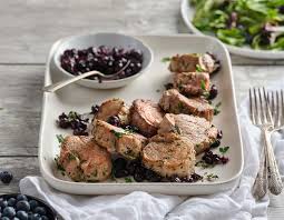 Meaty pork loin with simple ingredients smoked in an electric smoker in just 3 hours. Pork Tenderloin With Blueberry Sauce Recipe Ontario Pork