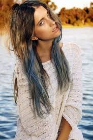 Ombre lob hairstyles with thick hair Blue Dyed Hair Tips Dip Dye Hair Blue Dip Dye Hair Blue Hair Tumblr