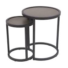 Garden Treasures 2 Pc Nesting Side Tables Heavy Duty Aluminum Brown Finish Set Gardentreasures Outdoor End Tables Nesting End Tables Aluminum Table