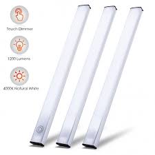 Led Under Cabinet Lighting Touch Control Dimmable Under Counter Light Strips For Kitchen Closet Shelf 3 Pcs Light Bars Kit 12w 1200 Lumen 4000k Nature White