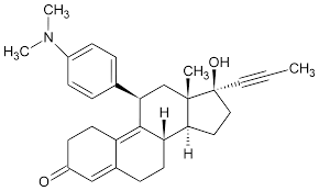 Démonstration du rôle soit agoniste, soit antagoniste, de cette molécule vis à vis du récepteur à la progestérone. Mifepristone Wikipedia
