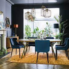 Rivington Fabric Dining Armchair Dark Blue Available Online At Barker Stonehouse Browse Our Fab Blue Dinning Room Dark Blue Dining Room Dinning Room Chairs