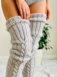Thigh High Socks Plus Size Knee High Socks Fuzzy Knitted Etsy Thigh High Socks Thigh High Socks Plus Size Cute Socks