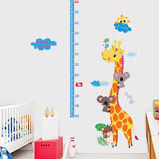 giraffe height chart kids wall stickers