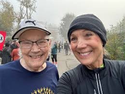 Mom's still my hero. She hadn't trained. But she refuses to lose. And she  won. Again. Yesterday Nov.22,2025 Mom finished another #5k #TurkeyTrot2025  #changeofpace #davis2025 The race is in the books. Even