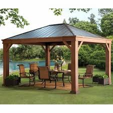 Metal Hardtop Gazebo 12x14 Outdoor Garden Wood Effect Steel For Patio Furniture Ebay Sales Value4moneydeals Backyard Pavilion Outdoor Pergola Pergola