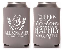 Love Laughter Happily Ever After Personalized Can Cooler Etsy Koozie Wedding Favors Custom Wedding Monogram Custom Wedding Favours