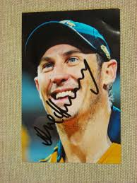 Cricket Memorabilia Coloured Photograph signed by David Hussey