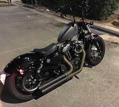 48 Harley Bobber Wrapped Exhaust Blacked Out Pipes Custom Paint Switch Moto Parts Motorcycle Harley Harley Davidson Harley Bobber