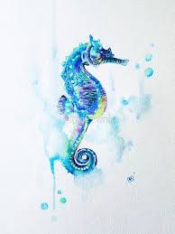 Watercolor Seahorse Art Print By Ang Frank Seahorse Art Seahorse Tattoo Ocean Tattoos