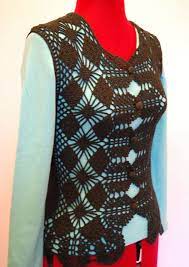 Black Cotton Crochet Lace Woman Vest Summer Lace Black Openwork Woman Vest Gift For Sister Cotton Crochet Woman Vest Crochet