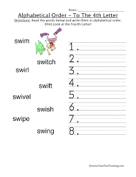 If your data is arranged horizontally, you may want to sort it alphabetically across rows. Alphabetical Order To The Fourth Letter Worksheet Have Fun Teaching