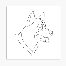 German Shepherd Dog Portrait Dog Art Print Animal Wall Art Abstract Wall Art Minimalist Art Print Black And White Art Original Artist One Line Art By One Dog Print Art German