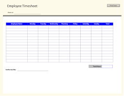 Printable Time Sheets Free Printable Employee Timesheets Employee Timesheet Print Form Week Timesheet Template Templates Printable Free Time Sheet Printable