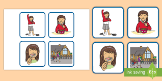 When you use sequencing cards with your preschoolers, you're helping them understand how events occur in a logical order. Sequencing Cards Girl Getting Ready For School