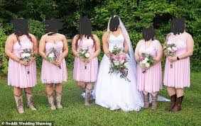 See more ideas about wedding bouquets, wedding, bouquet. Bride Is Slammed For Choosing Ugliest Bridesmaid Dresses Ever And Pairing Them With Cowboy Boots Daily Mail Online