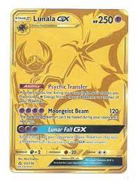 This is a pokemon promo, which was first introduced in the ex line of play. Pokemon Sun Moon Ultra Prism Gx Full Art Gold Secret Rare Lunala 172 156 Pokemon Cards Cool Pokemon Cards Rare Pokemon Cards