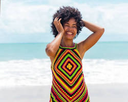 Imagem de Vestido de crochê colorido