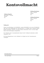 Vollmacht Fur Bankkonto