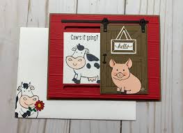 Stampin Up Over The Moon And This Little Piggy Meet Barn Door To Make This Card And More Go To Marcia S Crafts On Youtube Animal Cards This Little Piggy Cow