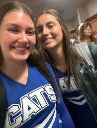 Senior Captain: Maddie McCue 💙🤍🏈📣 This is Maddie's 4th year of cheering  football. This is her 3rd