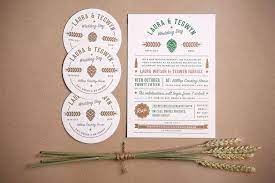 This Letterpress Wedding Invitation Set Is Designed Around The Couples Love Of Cra Beer Wedding Letterpress Wedding Invitations Beer Themed Wedding Invitations